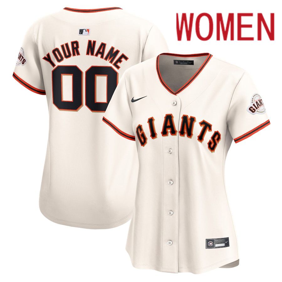 Women San Francisco Giants Nike Cream Home Limited Custom MLB Jersey